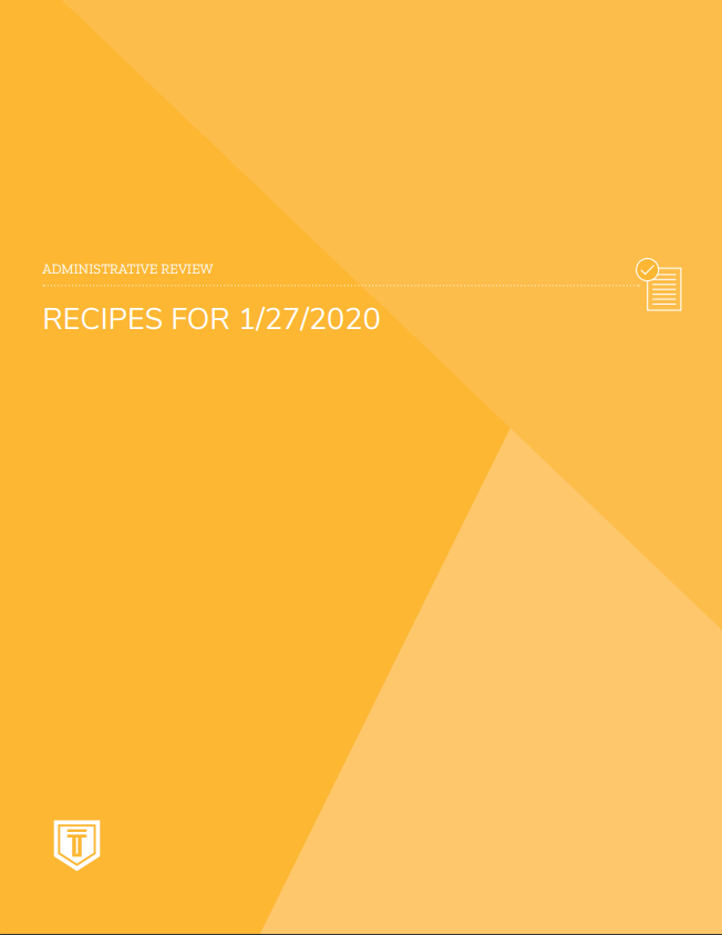 Administrative Review Daily Recipe Report section title page