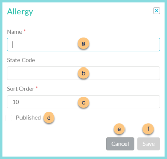 Screenshot of adding a new allergy as described on this page.