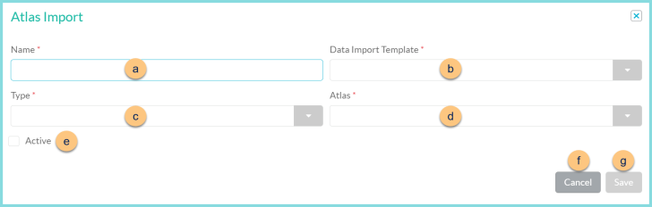 Screenshot of the Add New Atlas Import modal as described on this page.