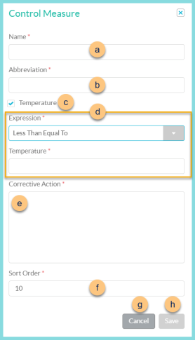 Screenshot of the Add New Control Measures modal as described on this page.
