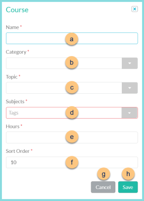Screenshot of the Add New Course modal as described on this page.