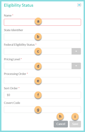 Screenshot of the Add New Eligibility Status as described on this page.