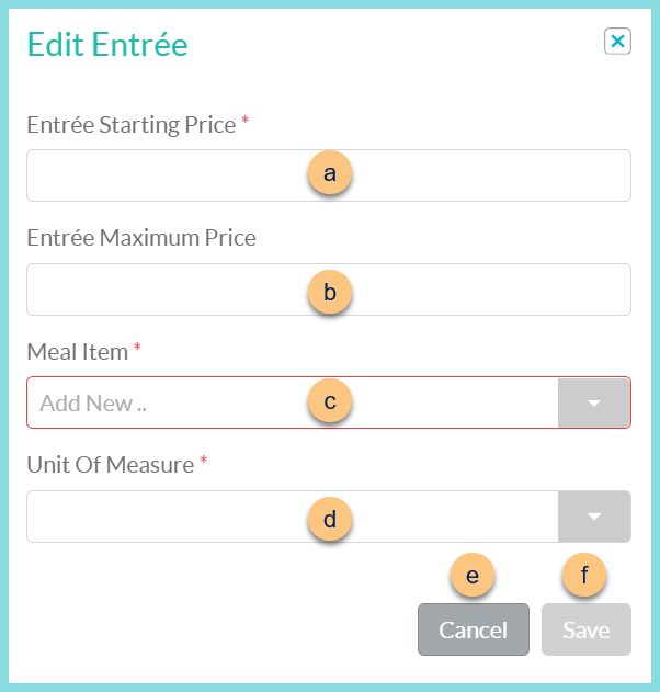 A screenshot of the edit entree modal as described on this page.