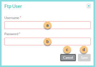Screenshot of the Add New FTP User modal as described on this page.