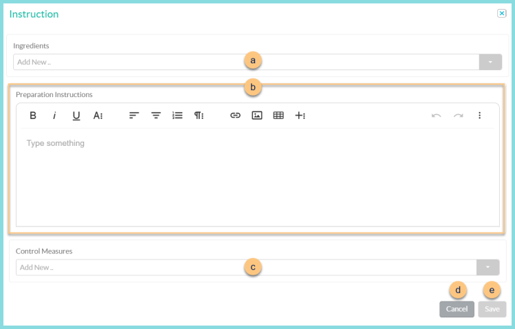 A screenshot of the recipe instruction modal as described on this page.
