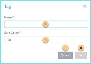 Screenshot of the Add New Item Tag modal as described on this page.