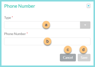 Screenshot of the Add New Phone Number modal as desribed on this page.