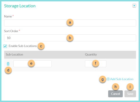 A screenshot of the add storage location modal as described on this page.