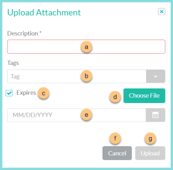 A screenshot of the Upload New Attachment modal as described on this page.