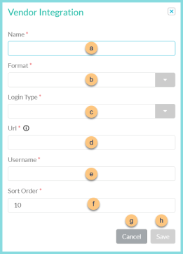 A screenshot of the vendor integration modal as described on this page.