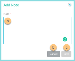 Screenshot of the Add New Note modal as described on this page.