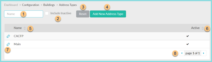 Screenshot of building address types as described on this page.