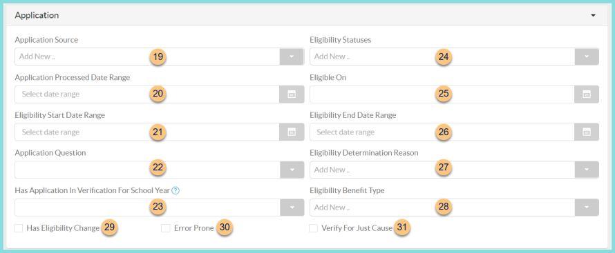 Screenshot of the application section of the Application Data Report as described on this page
