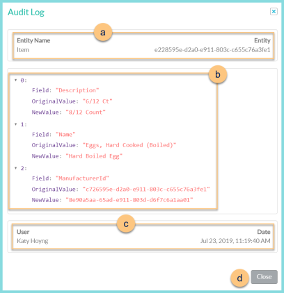 Screensot of the Audit Log details as described on this page.