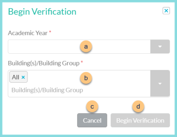 Screenshot of the Begin Verification modal as described on this page.