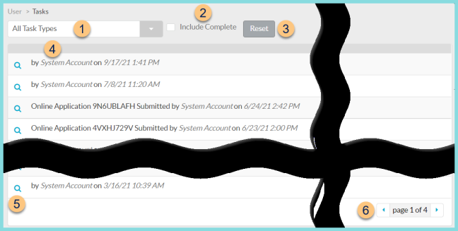 Screenshot of the All Tasks screen as described on this page.
