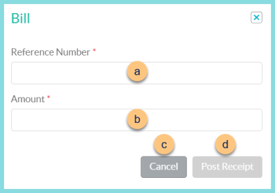 A screenshot of the bill modal as described on this page.