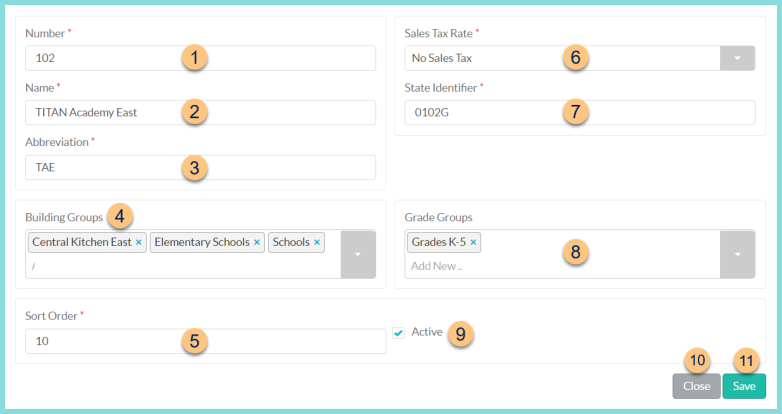 A screenshot of the building management general screen as described on this page.