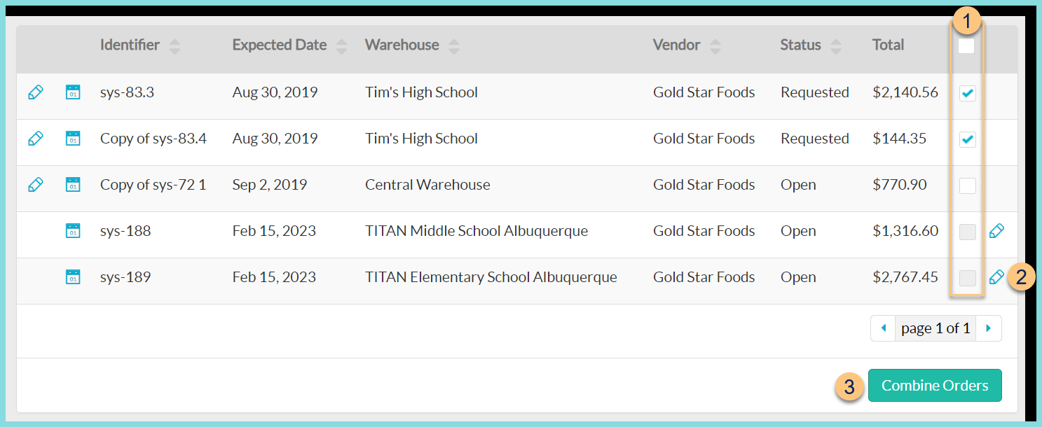 A screenshot of the bulk orders advanced search parameters as described on this page.