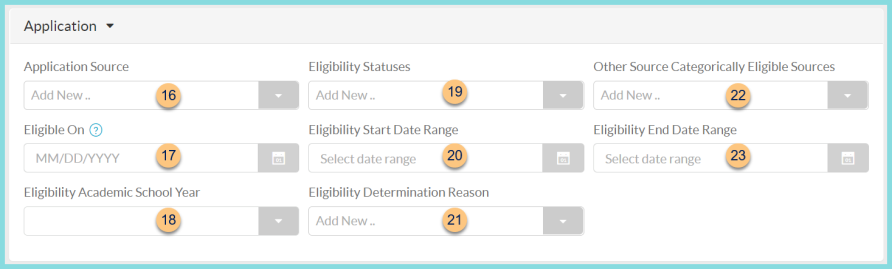 A screenshot of the application parameters as described on this page.
