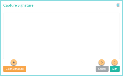 Screenshot of the capture signature screen