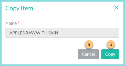 Screenshot of the Copy Item modal as described on this page.