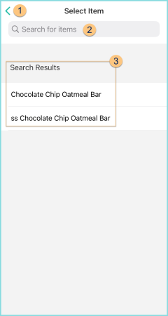 A mobile screenshot of the search for items page in the TITAN Connect App as described on this page.