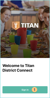 Screenshot of the TITAN District Connect App Main screen as described on this page.