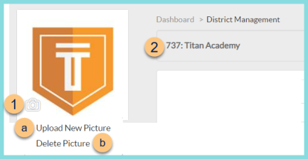 A screenshot of the top of the District Management screen as described on this page.