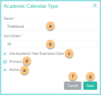 Screenshot of editing an Academic Calendar Type as described on this page.