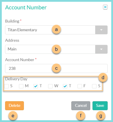 A screenshot of the account number modal as described on this page.