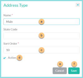 A screenshot of the modal for editing an existing address type as described on this page.