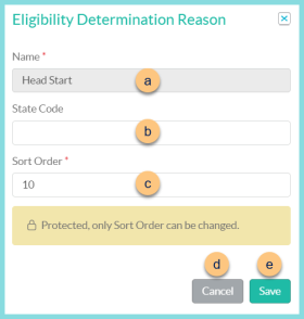 Screenshot of the Edit Eligibility Determination Reasons modal as described on this page.