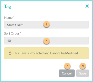 Screenshot of the Edit Tag modal as described on this page.
