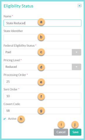 Screenshot of the Edit Eligibility Status modal as described on this page.