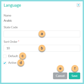 A screenshot of the langugae modal as described on this page.