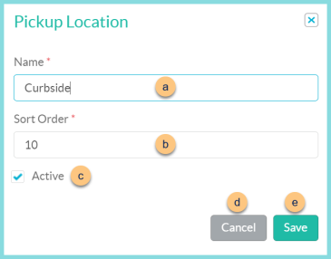 Screenshot of the Edit Pickup Location modal as described on this page.