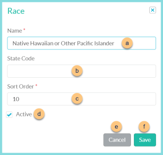 A screenshot of the add new race modal as described on this page.