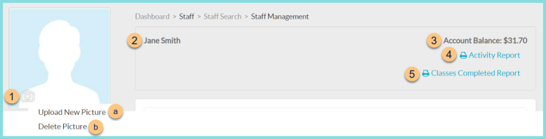 A screenshot of the staff management screen as described on this page.