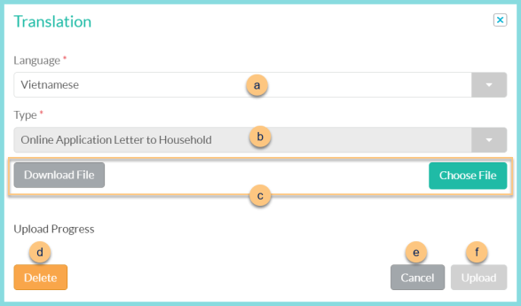 A screenshot of the translation modal as described on this page.
