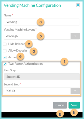 Screenshot of the Edit Vending Machine Configuration modal as described on this page.