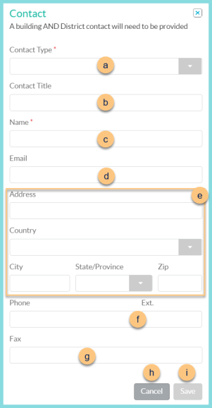 A screenshot of the contact modal as described on this page.