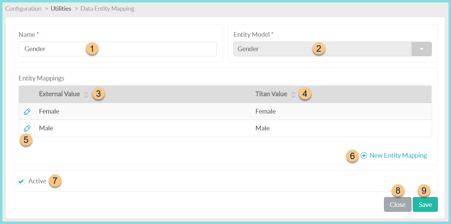 A screenshot of an individual data entity mapping configuration as described on this page.