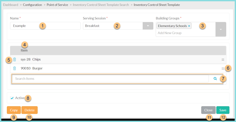 Screenshot of the Individual Inventory Control Sheet Template as described on this page.
