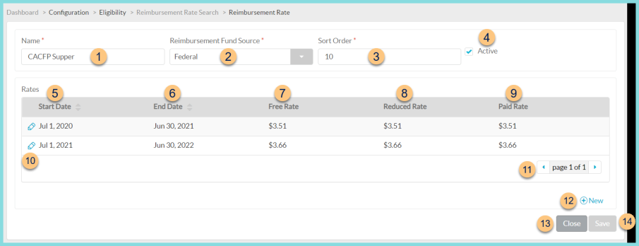 Screenshot of the Individual Reimbursement Rate screen as described on this page.