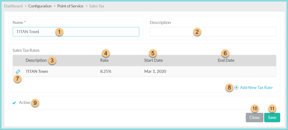 A screenshot of an individual sales tax configuration as described on this page.