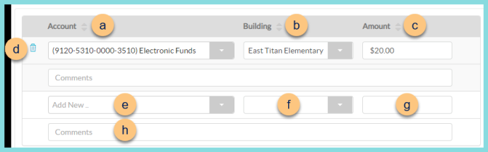 Screenshot of editing ledger items as discussed on this page.