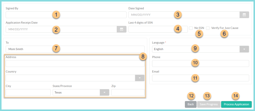 Screenshot of the Meal Application Certification tab as described ont his page.