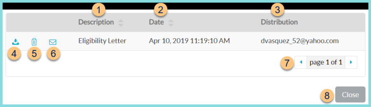 Screenshot of the meal application notifications tab as explained on this page.