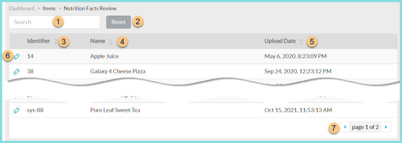 Screenshot of the Nutrition Facts screen as described on this page.